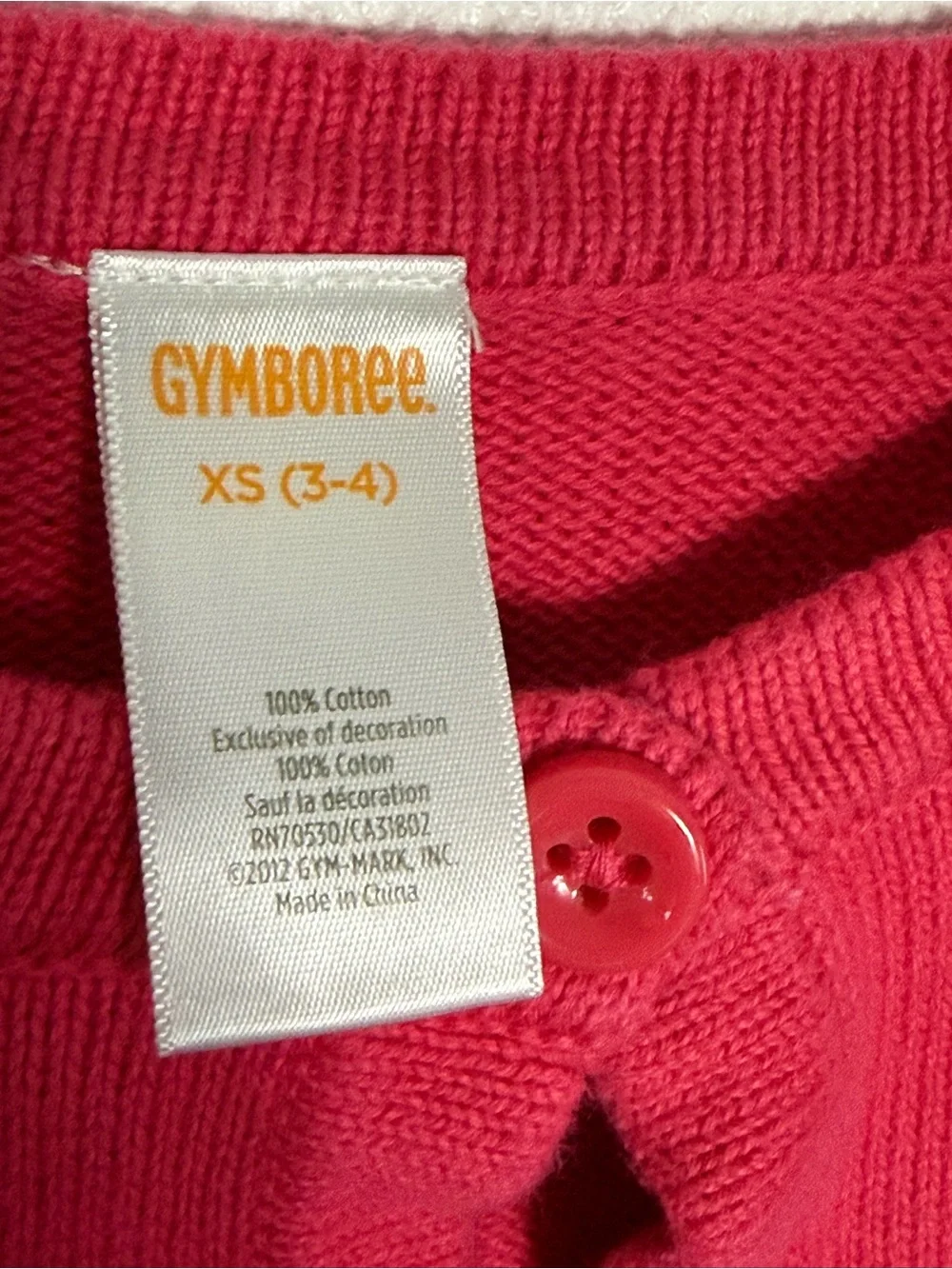 Gymboree Raspberry Pink Cropped Cardigan with Flower Accent Sz 3-4 EUC